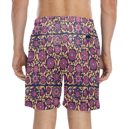 Suzani Print Design LKS303 Men's Swim Trunks Beach Shorts