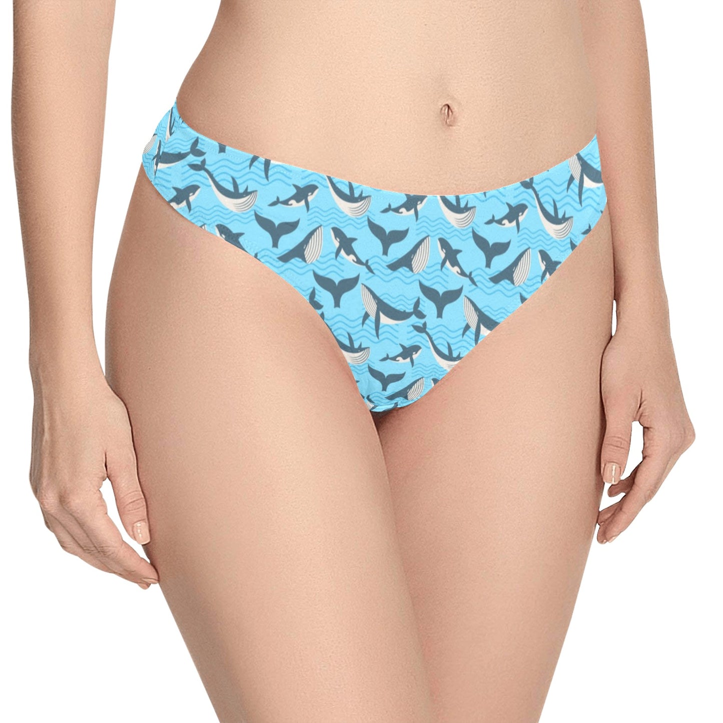 Whale Pattern Design Themed Print Women's Thongs
