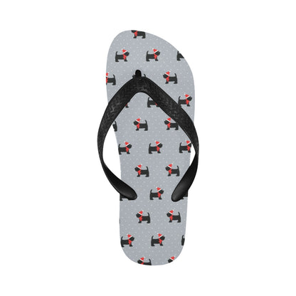 Scottish Christmas Themed Terriers Print Design LKS3018 Flip Flops