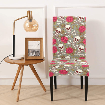 Skull Bone Rose Print Design LKS303 Dining Chair Slipcover