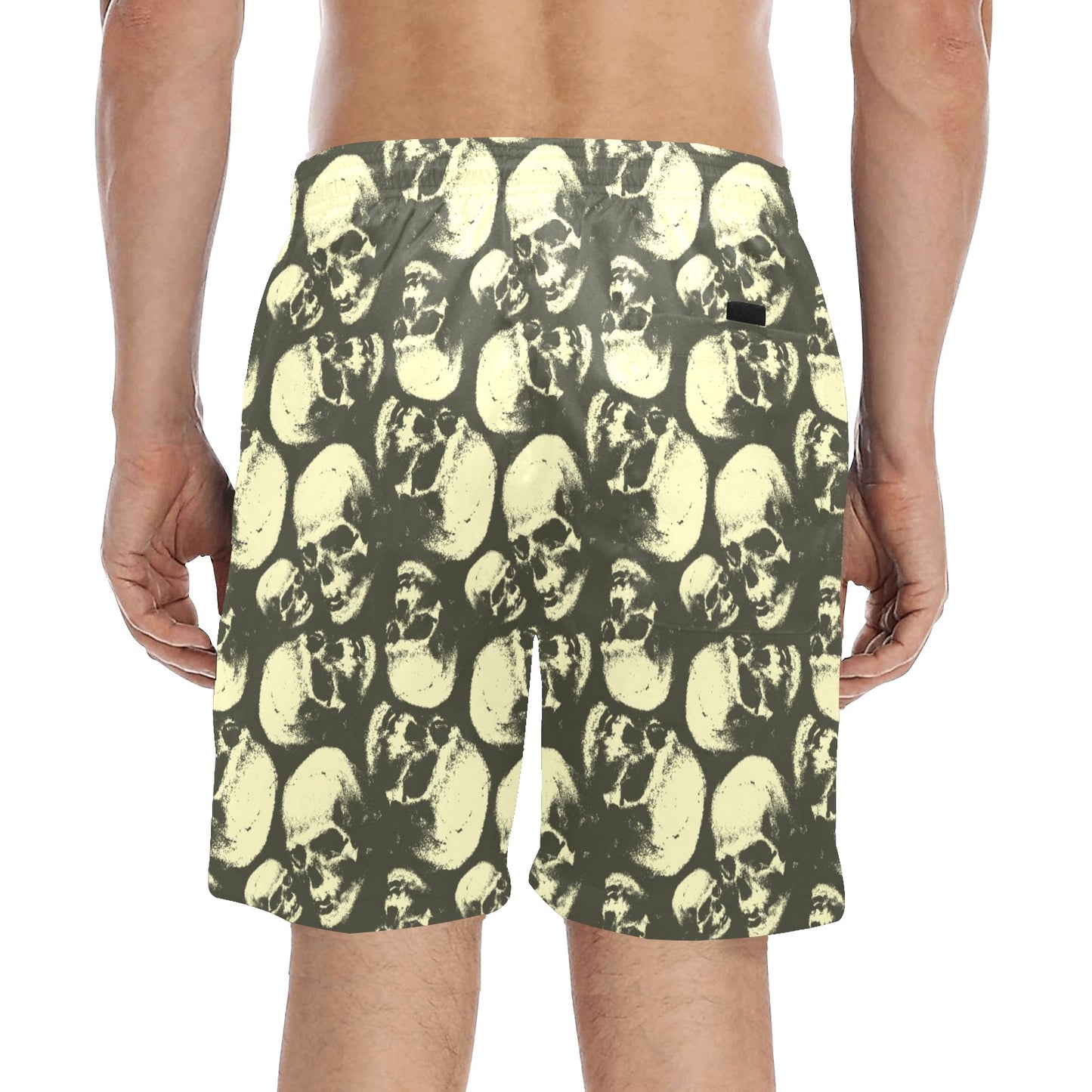 Skull Print Design LKS302 Men's Swim Trunks Beach Shorts
