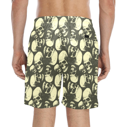Skull Print Design LKS302 Men's Swim Trunks Beach Shorts