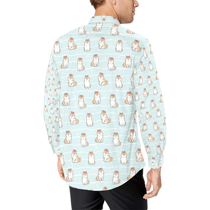 Shiba Inu Print Design LKS3011 Men's Long Sleeve Dress Shirt