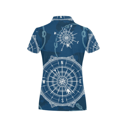 Nautical Compass Print Women's Polo Shirt
