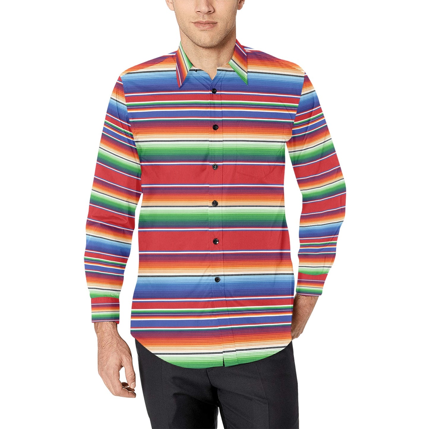 Serape Print Design LKS304 Men's Long Sleeve Dress Shirt