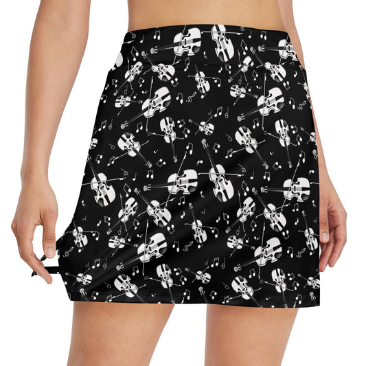 Violin Print Design LKS404 17" Golf & Pickleball Skort with Pockets
