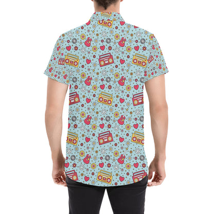 Hippie Print Design LKS307 Men Short Sleeve Button Up Shirt