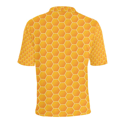 Honey Bee Honeycomb Print Design LKS3011 Men Polo Shirt