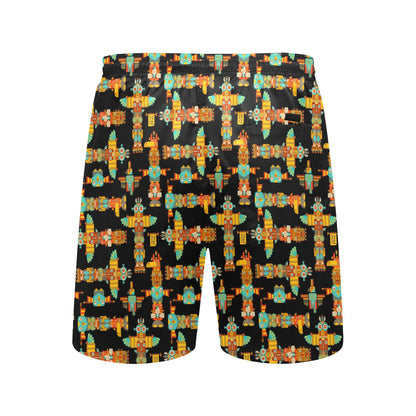 Totem Pole Cartoon Print Men's Swim Trunks Beach Shorts