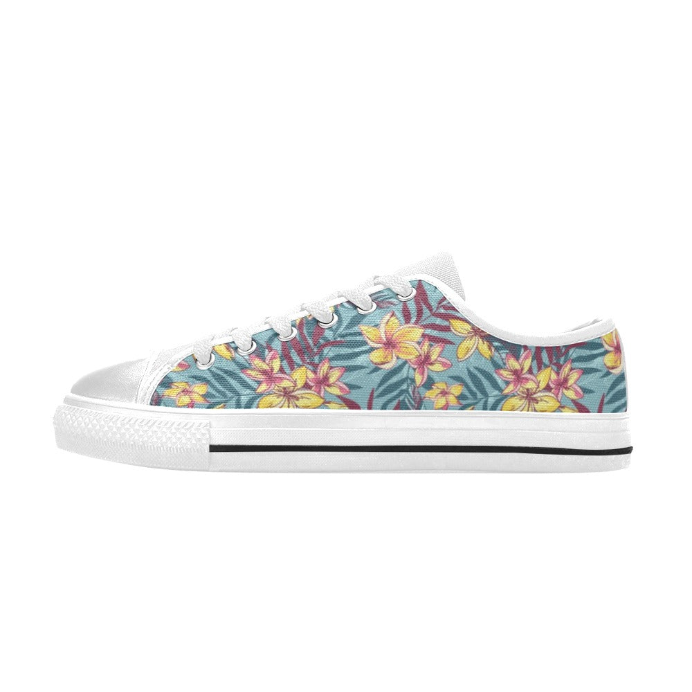 Summer Floral Print Design LKS304 Women's White Low Top Shoes