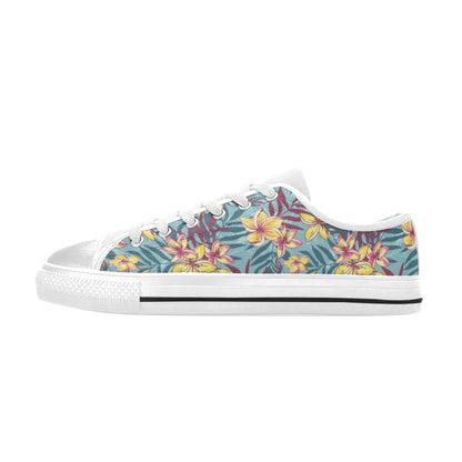 Summer Floral Print Design LKS304 Women's White Low Top Shoes