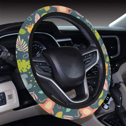 Safari Animal Cartoon Print Design LKS305 Steering Wheel Cover with Elastic Edge