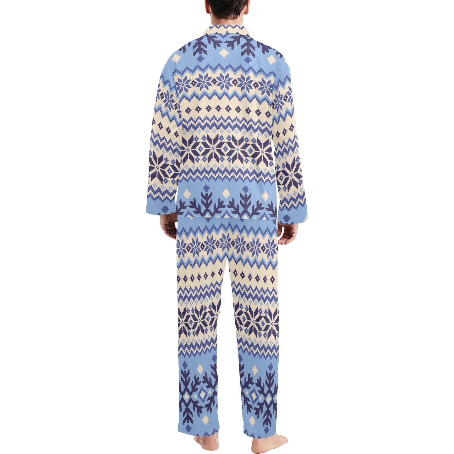 Nordic Pattern Print Design A03 Men's Long Pajama Set