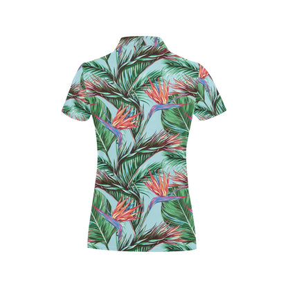 Bird Of Paradise Pattern Print Design BOP01 Women's Polo Shirt