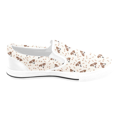 Russell Terriers Paw Print Design LKS303 White Slip Ons Canvas Women's Shoes