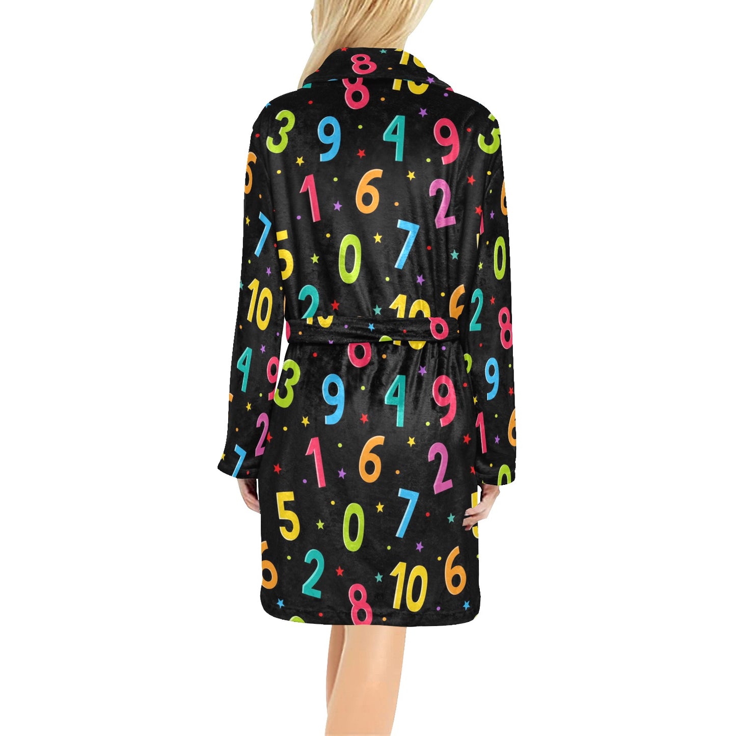 Number Pattern Print Design A04 Women's Fleece Robe