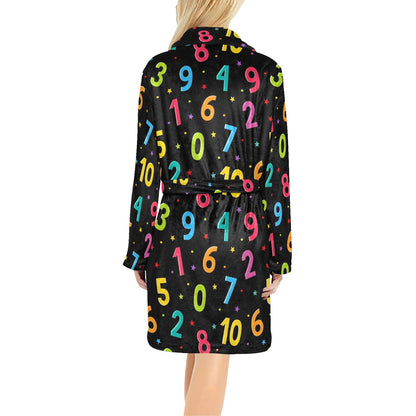 Number Pattern Print Design A04 Women's Fleece Robe