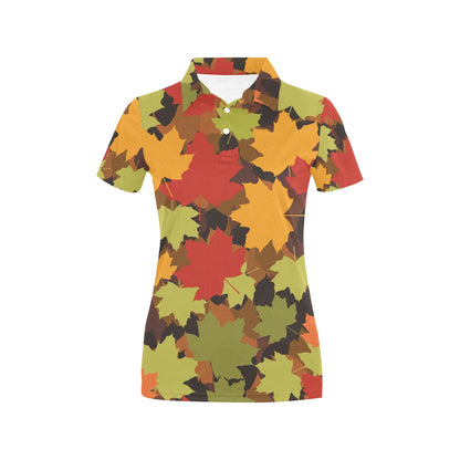 Maple Leaf Pattern Print Design 05 Women's Polo Shirt