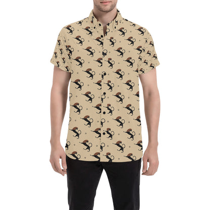 Ancient Greek Print Design LKS3011 Men Short Sleeve Button Up Shirt