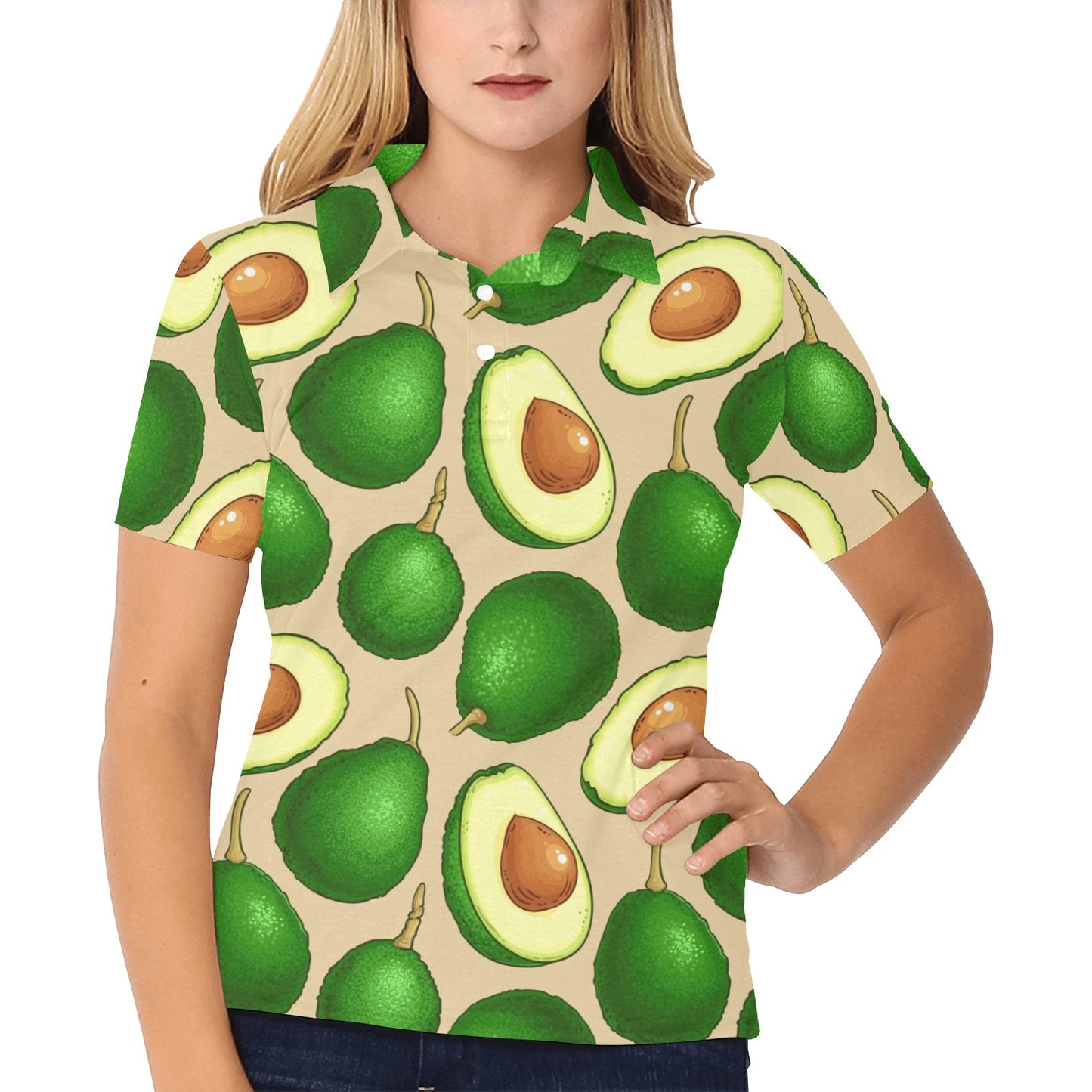 Avocado Pattern Print Design AC010 Women's Polo Shirt