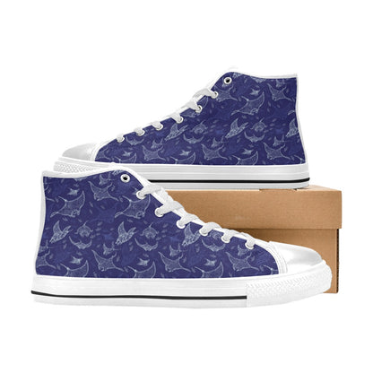 Manta Ray Print Design LKS401 Men's High Top Canvas Shoes