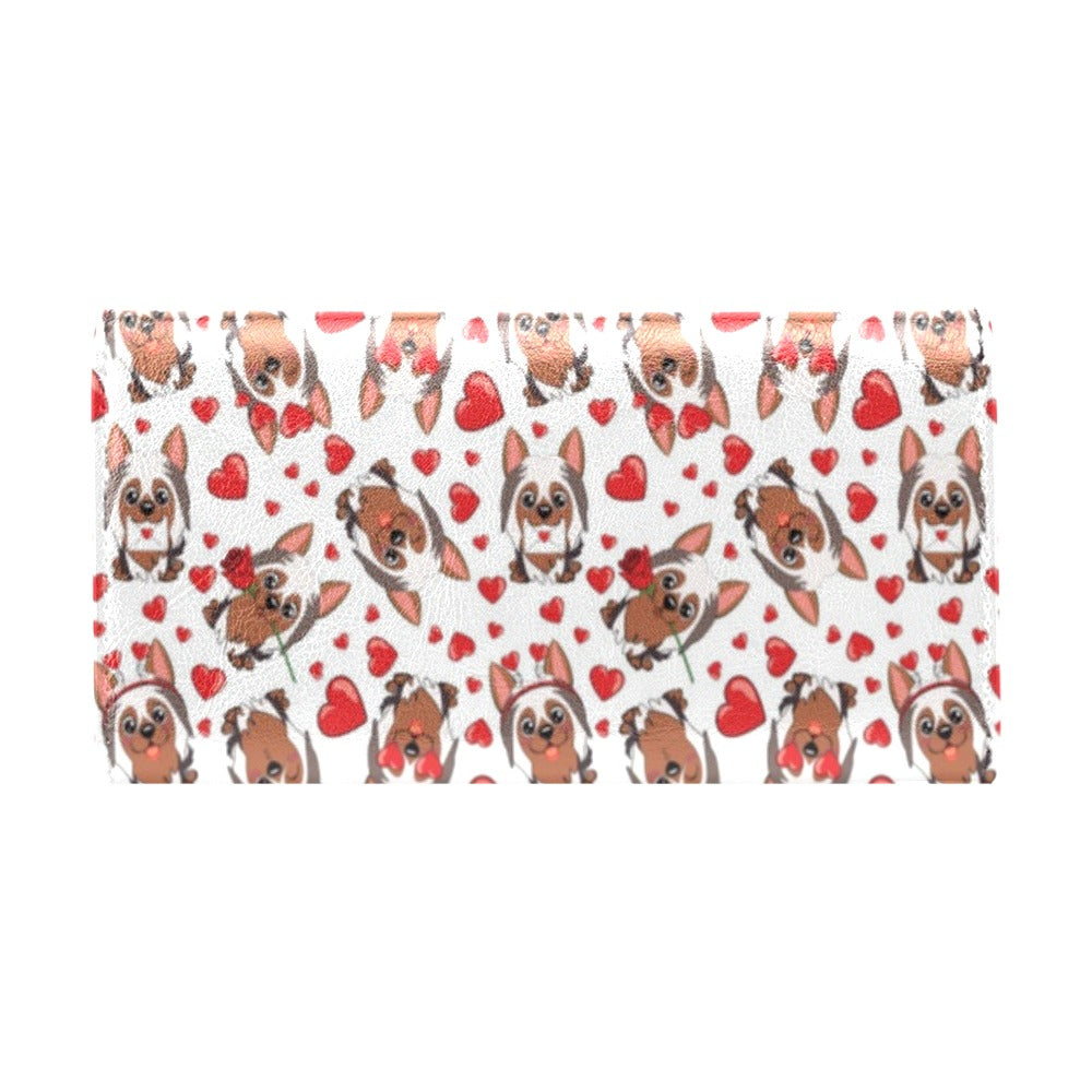 Silky Terriers Heart Print Design LKS302 Women's Trifold Wallet