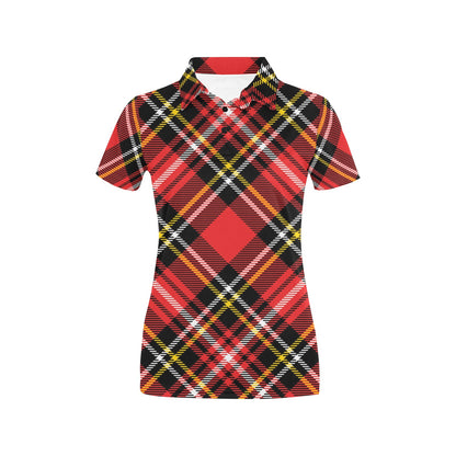 Plaid Red Pattern Print Design A03 Women's Polo Shirt