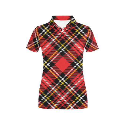Plaid Red Pattern Print Design A03 Women's Polo Shirt