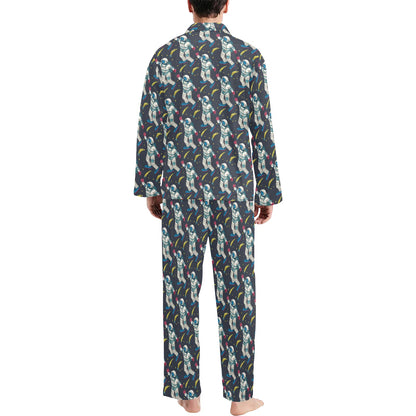 Astronaut Pattern Print Design 04 Men's Long Pajama Set