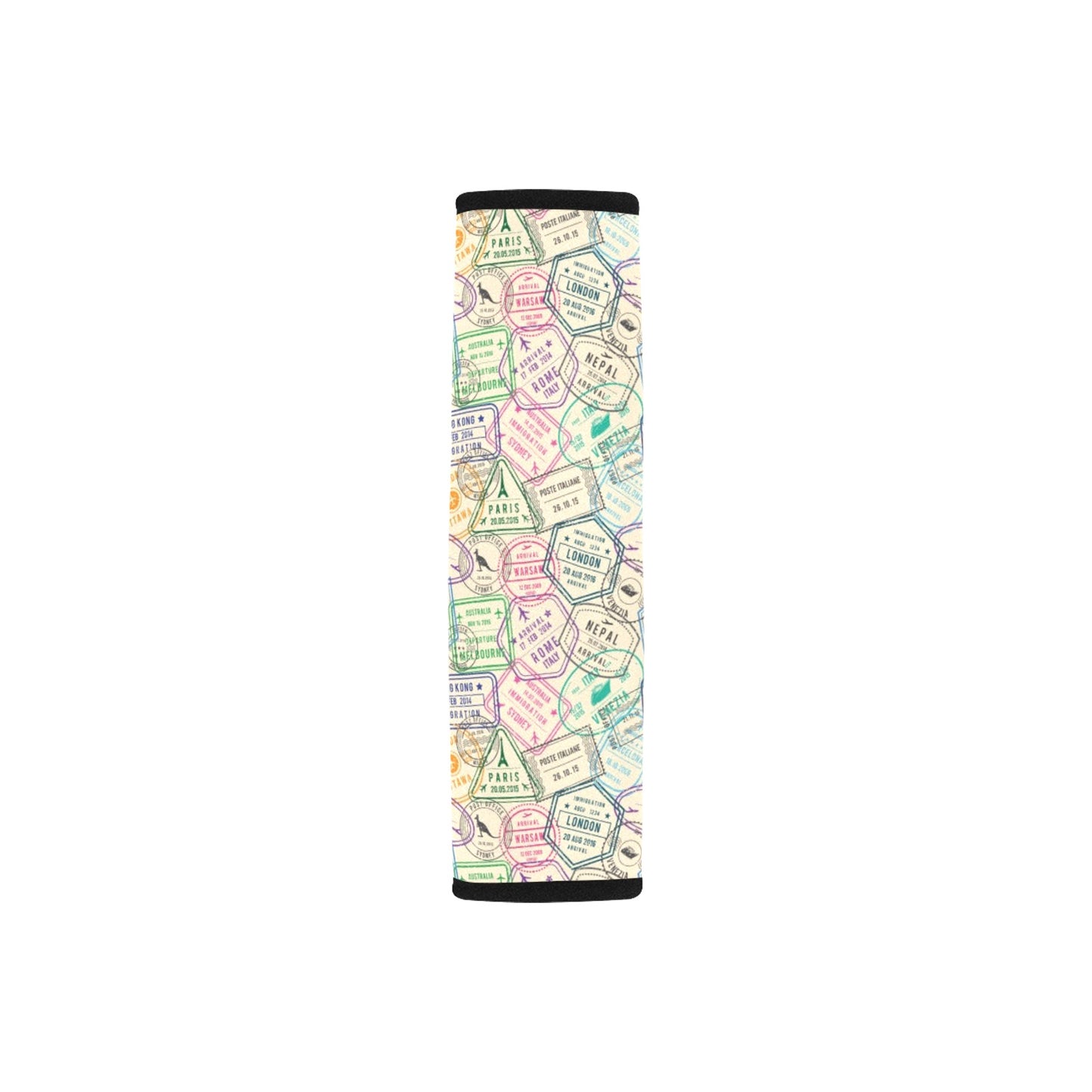 Travel Stamp Print Design LKS303 Car Seat Belt Cover