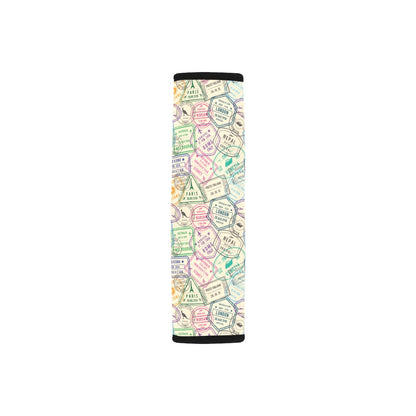 Travel Stamp Print Design LKS303 Car Seat Belt Cover
