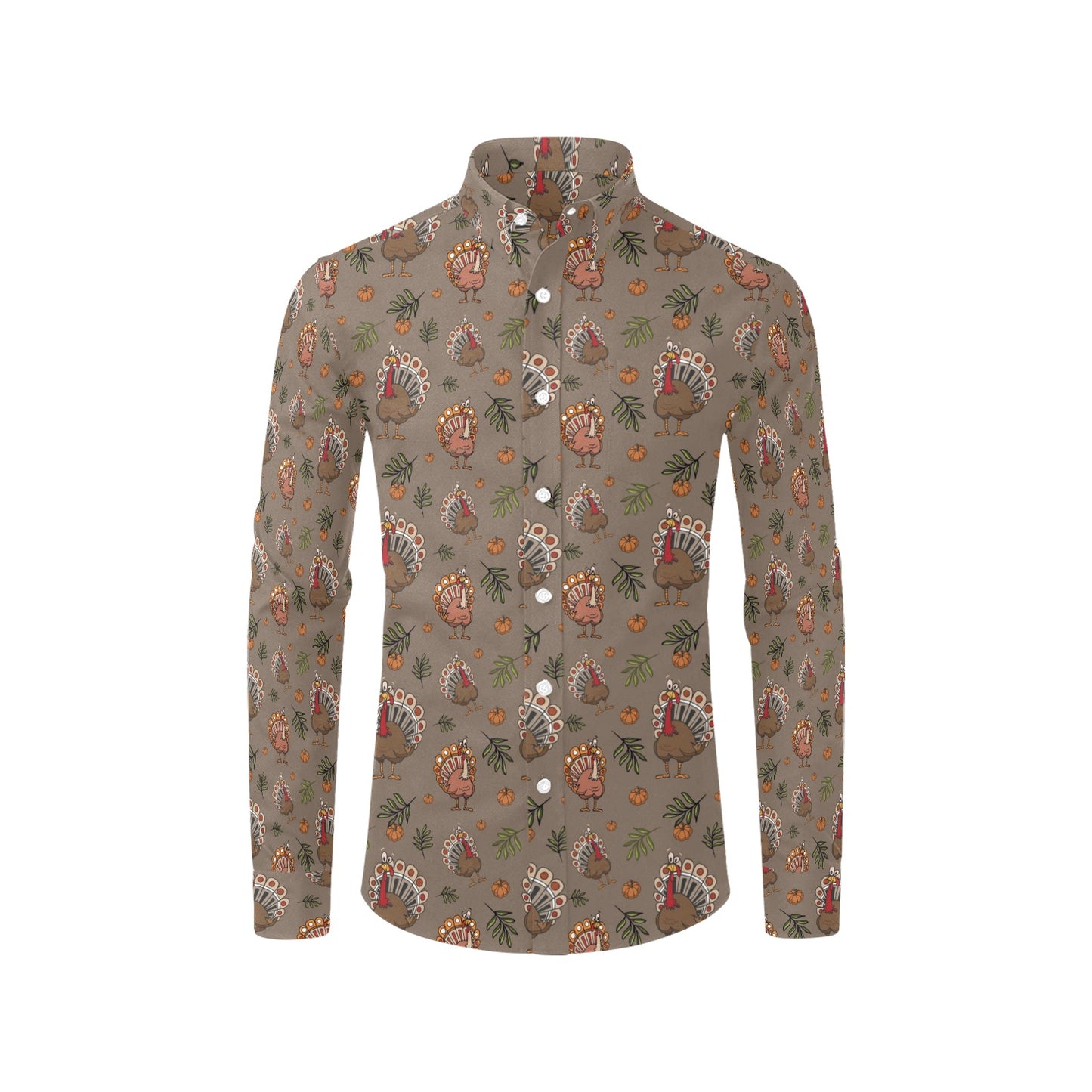 Thanksgiving Print Design LKS306 Men's Long Sleeve Dress Shirt