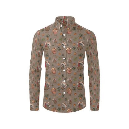 Thanksgiving Print Design LKS306 Men's Long Sleeve Dress Shirt