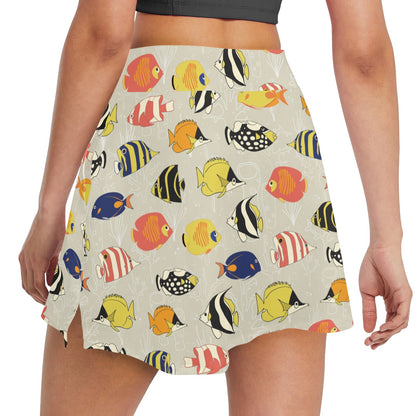 Angelfish Print Design LKS401 17" Golf & Pickleball Skort with Pockets