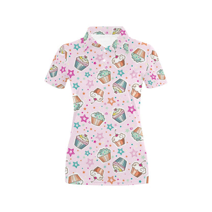 Cupcake Pattern Print Design CP03 Women's Polo Shirt