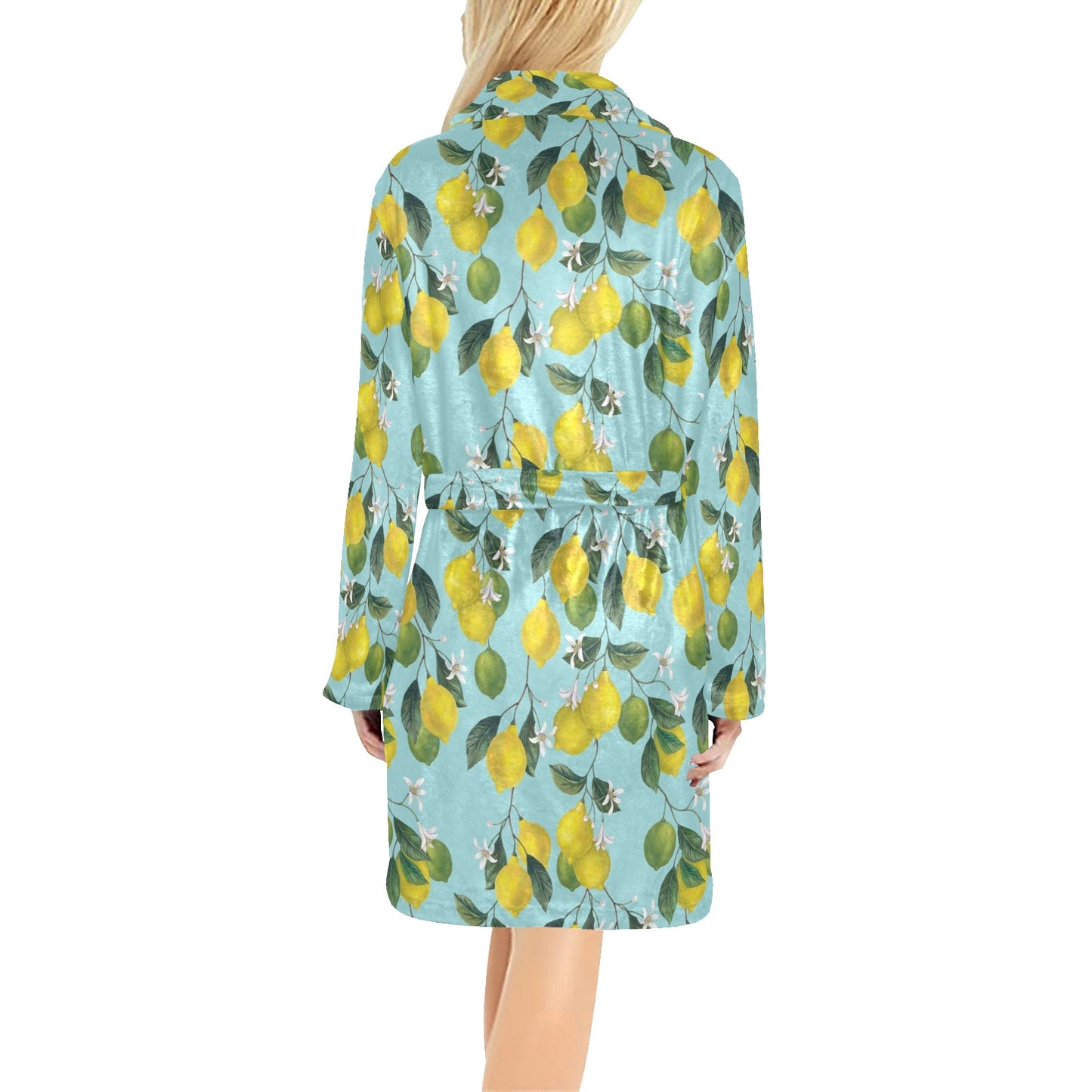 Lemon Pattern Print Design LM05 Women's Fleece Robe