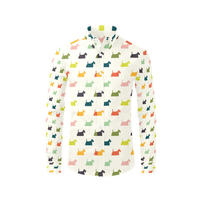 Scottish Terriers Print Design LKS305 Men's Long Sleeve Dress Shirt