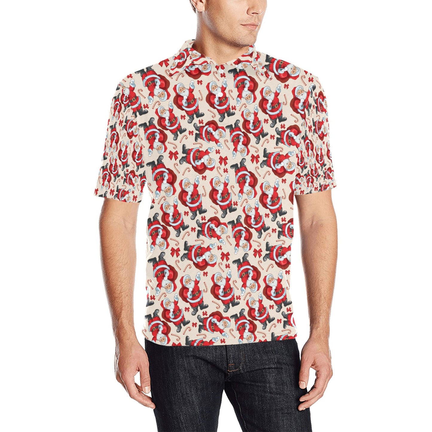 Santa Christmas Themed Print Design LKS302 Men Polo Shirt
