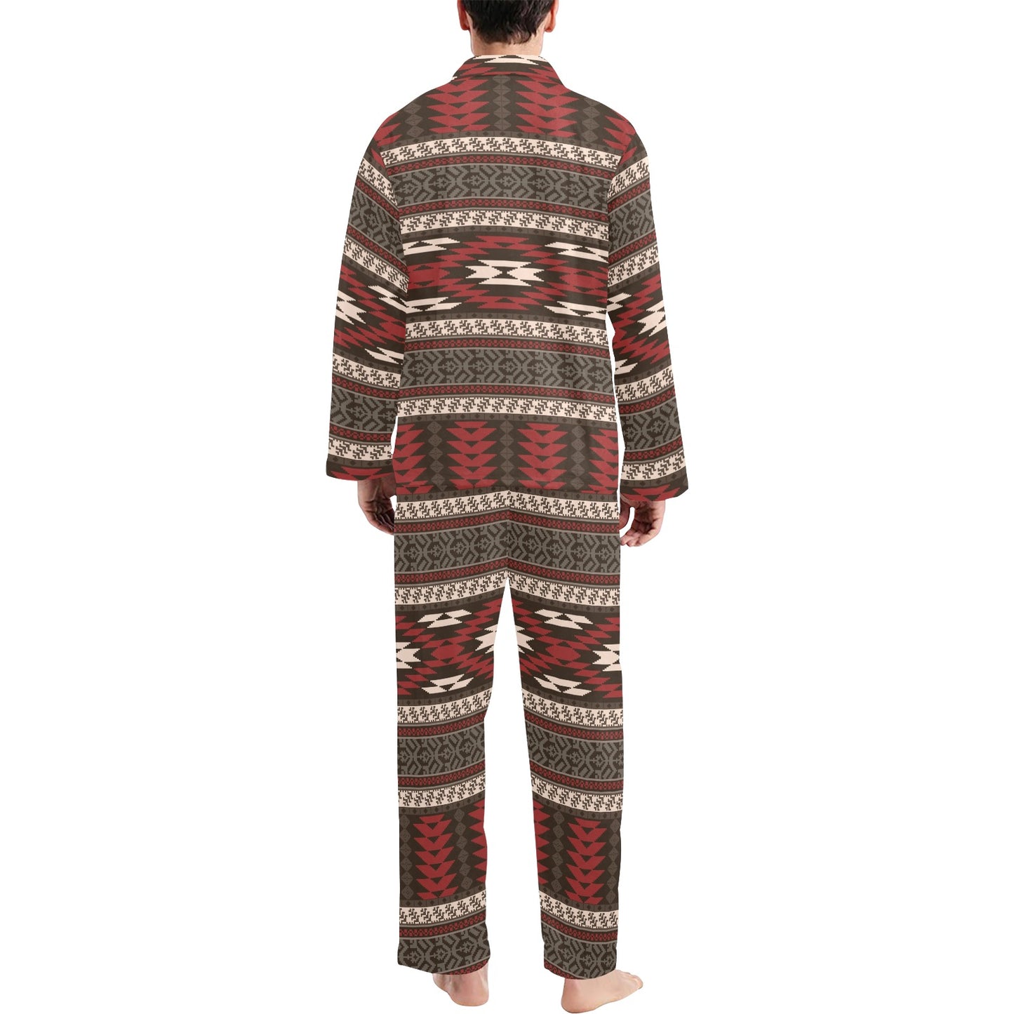 Native Pattern Print Design A03 Men's Long Pajama Set