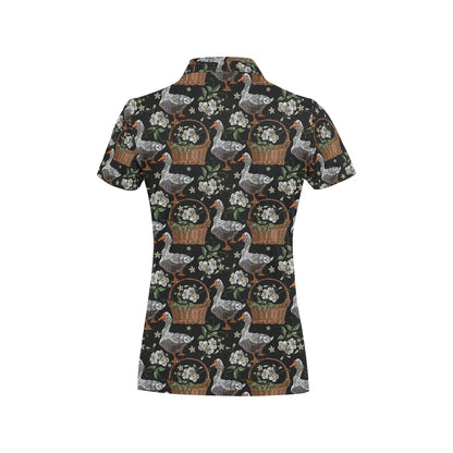 Goose Print Design LKS406 Women's Polo Shirt