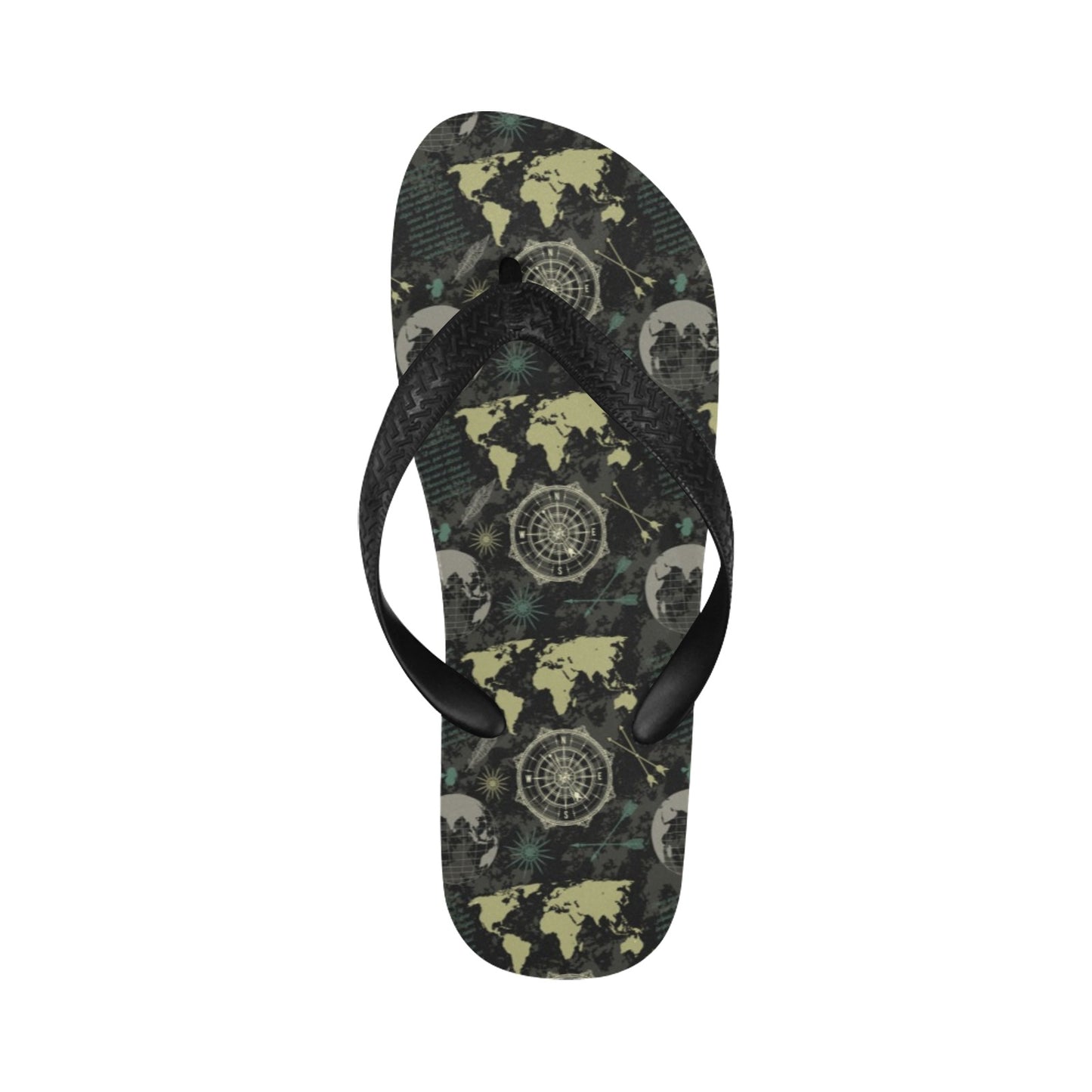 World Map Print Design LKS303 Flip Flops