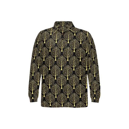 Tree Of Life Print Design LKS302 Long Sleeve Polo Shirt For Men's