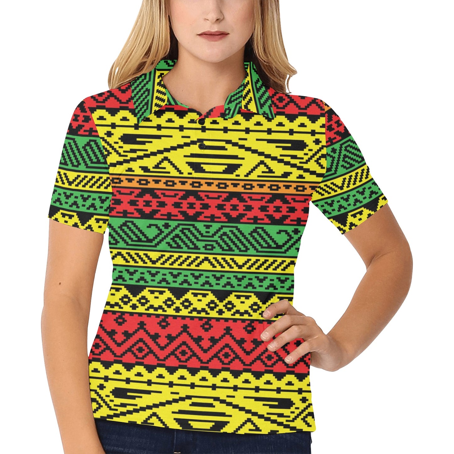 Rastafarian Pattern Print Design A02 Women's Polo Shirt