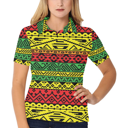 Rastafarian Pattern Print Design A02 Women's Polo Shirt