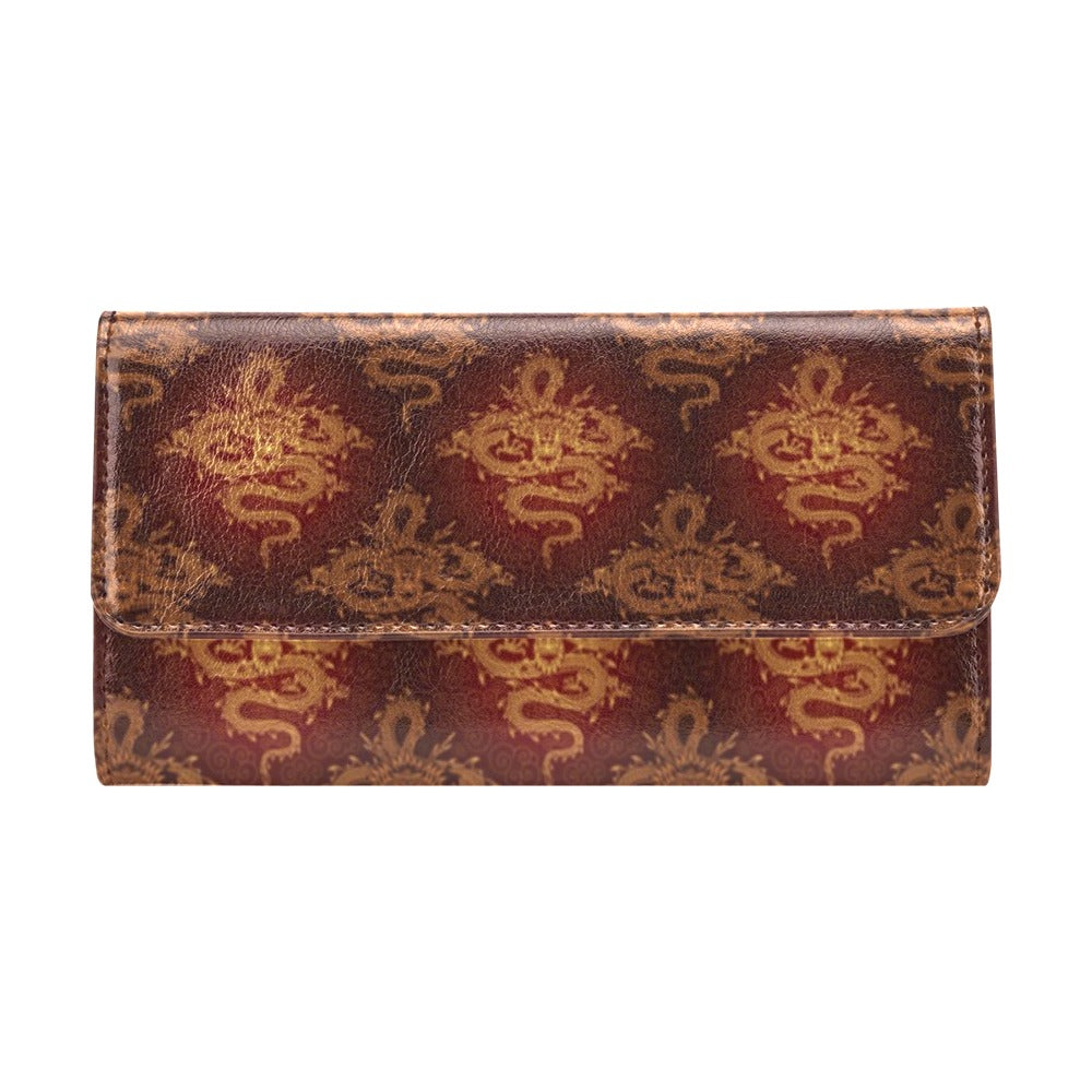 Chinese Dragons Gold Design Women's Trifold Wallet