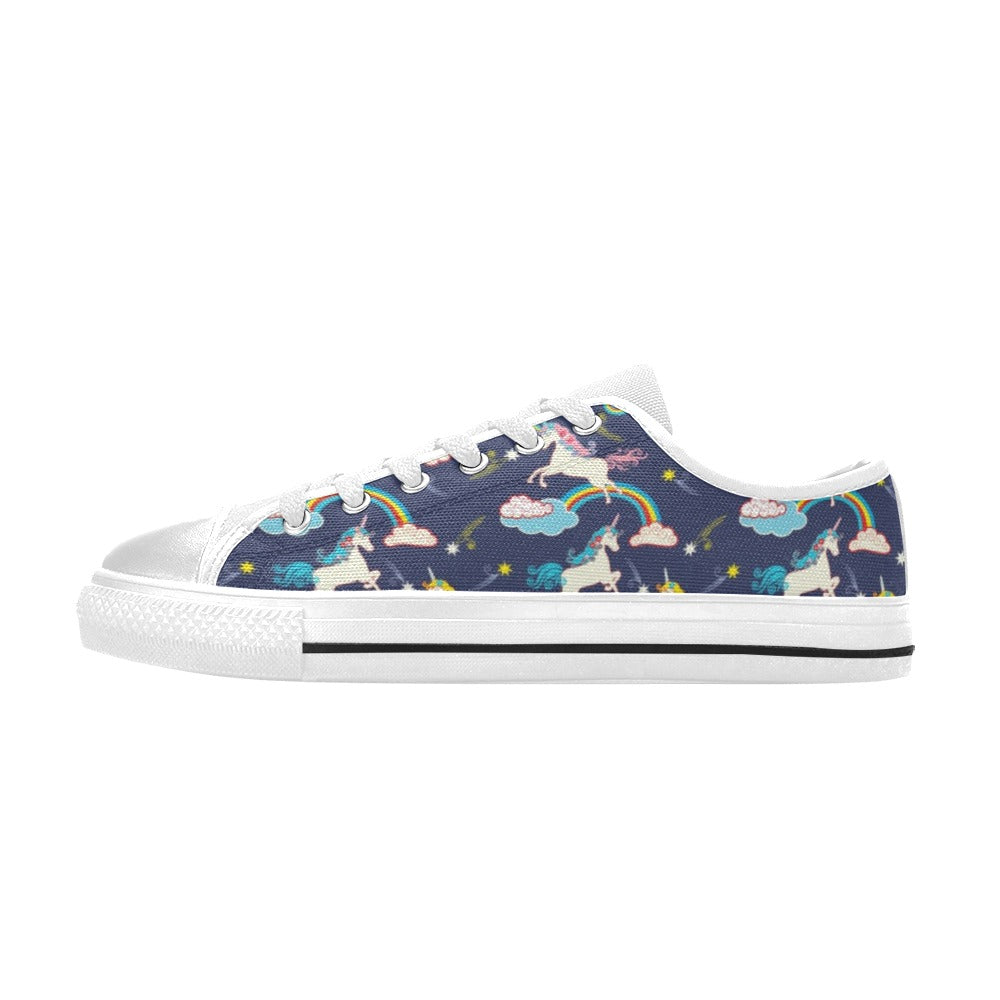 Unicorn Print Design LKS304 Women's White Low Top Shoes