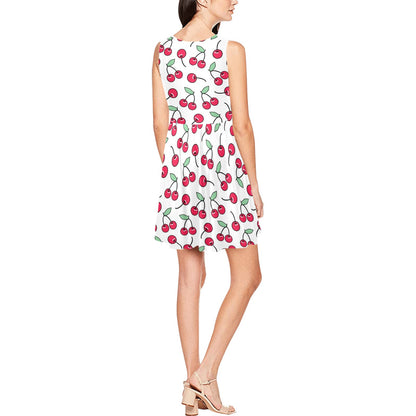 Cherry Pattern Print Design 03 Sleeveless Dress
