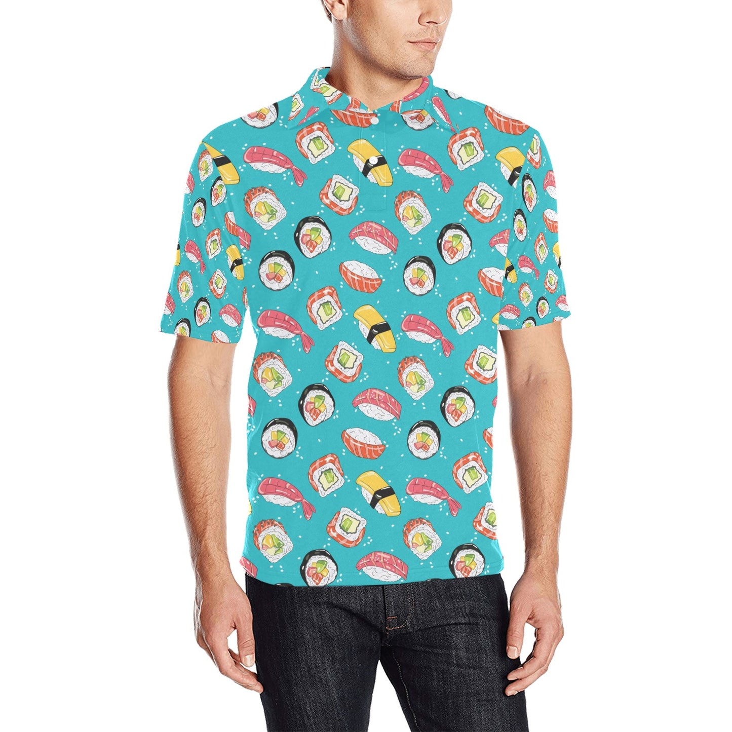 Sushi Print Design LKS305 Men Polo Shirt