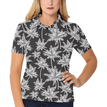 Palm Tree Pattern Print Design PT03 Women's Polo Shirt