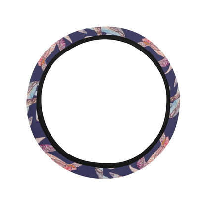 Sea Turtle With Jelly Fish Print Design LKS301 Steering Wheel Cover with Elastic Edge